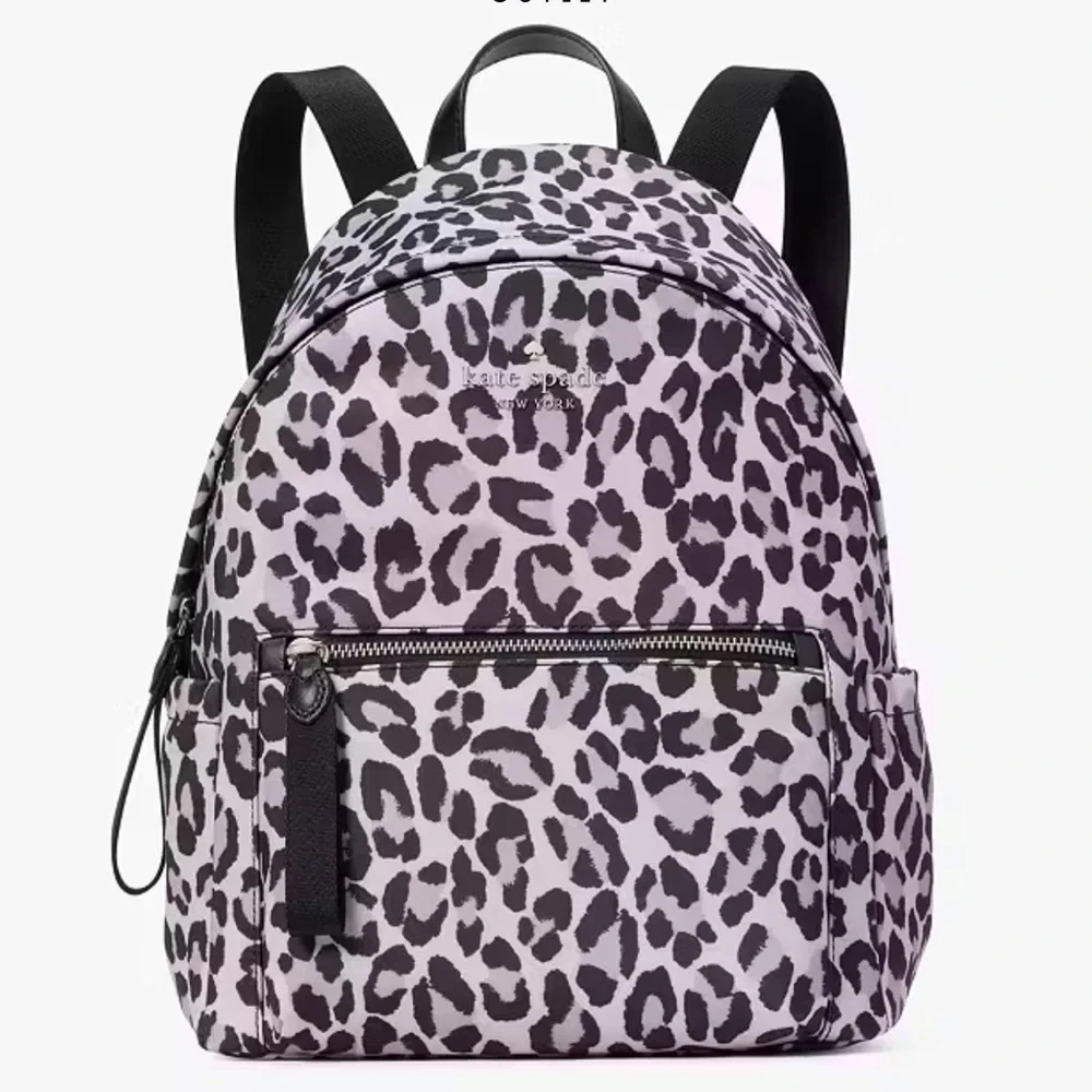 Kate Spade Chelsea Spotted Leopard Medium Backpack Violet Mist NWT